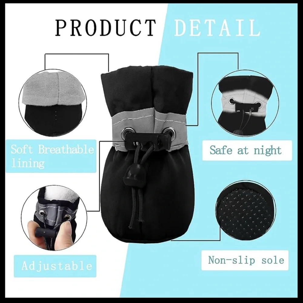 Black Dog Boots with Reflective Straps